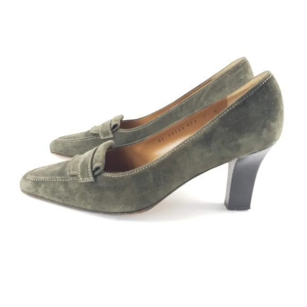 Salvatore Ferragamo suede Green heels